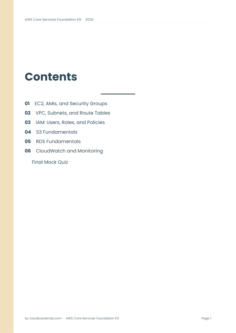 Aws Core Services Foundation Kit 2026 — sample page 1